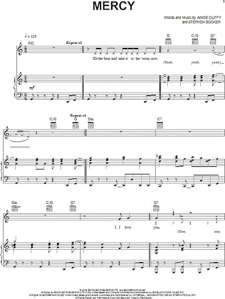open zoom image for Mercy - Piano/Vocal/Guitar, New, Main