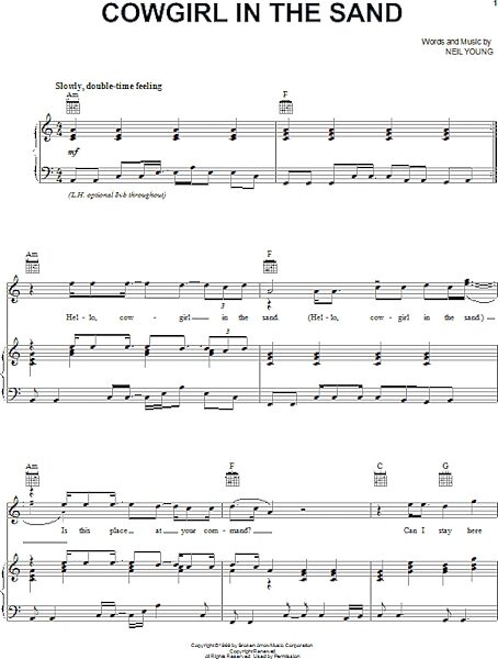 open zoom image for Cowgirl In The Sand - Piano/Vocal/Guitar, New, Main