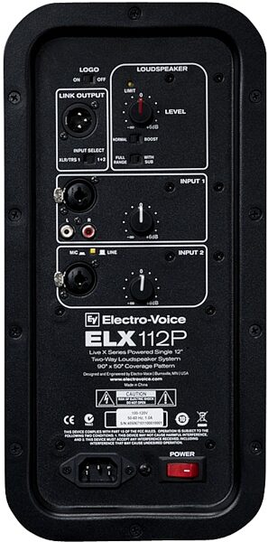 open zoom image for Electro-Voice ELX112P Live X Powered 2-Way Speaker (1000 Watts, 1x12"), Rear Panel