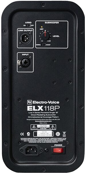 open zoom image for Electro-Voice ELX118P Live X Powered Subwoofer (700 Watts, 1x18"), Rear - Panel