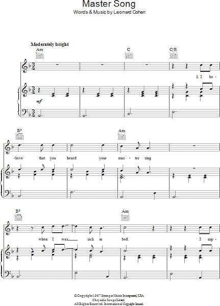 open zoom image for Master Song - Piano/Vocal/Guitar, New, Main