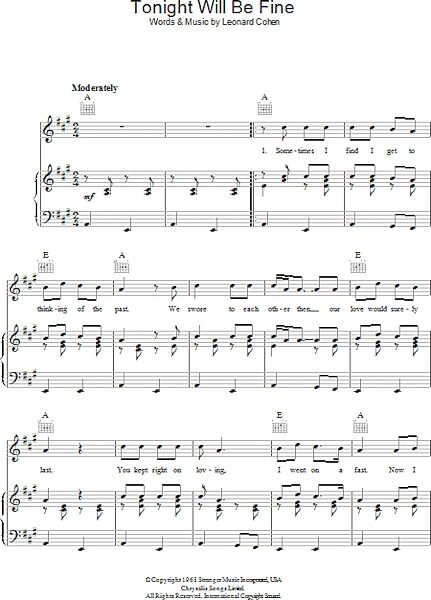 open zoom image for Tonight Will Be Fine - Piano/Vocal/Guitar, New, Main
