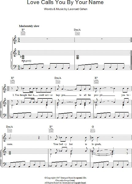 open zoom image for Love Calls You By Your Name - Piano/Vocal/Guitar, New, Main