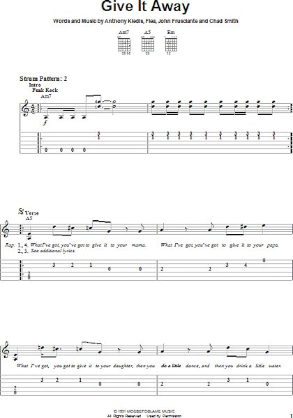 open zoom image for Give It Away - Easy Guitar with TAB, New, Main