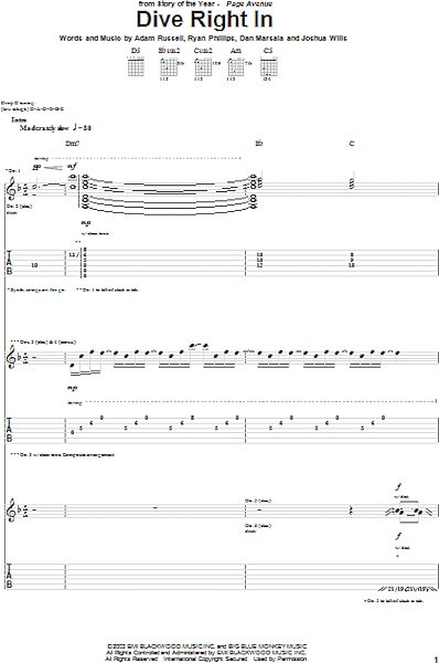 open zoom image for Dive Right In - Guitar TAB, New, Main