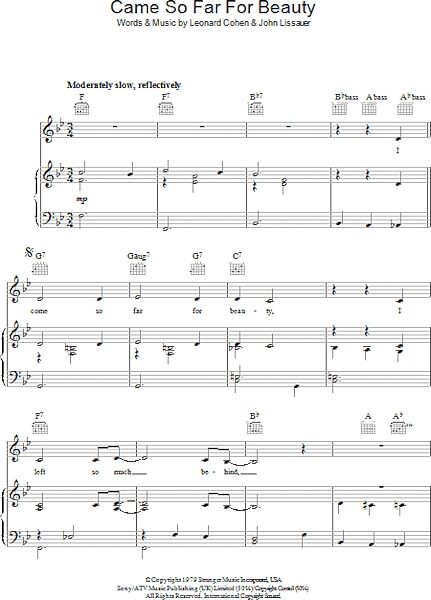 open zoom image for Came So Far For Beauty - Piano/Vocal/Guitar, New, Main