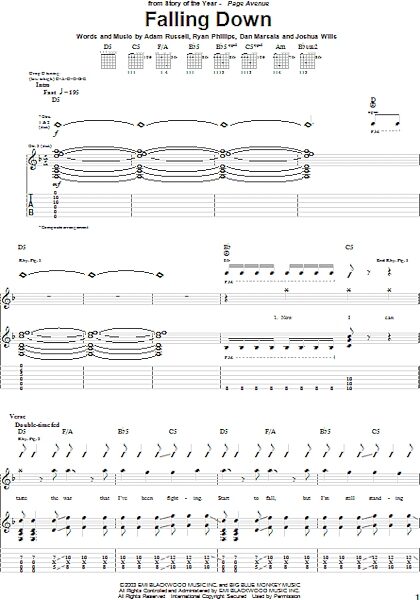 open zoom image for Falling Down - Guitar TAB, New, Main