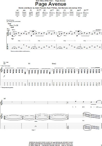 open zoom image for Page Avenue - Guitar TAB, New, Main