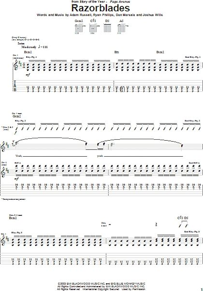 open zoom image for Razorblades - Guitar TAB, New, Main