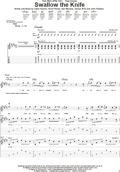 open zoom image for Swallow The Knife - Guitar TAB, New, Main