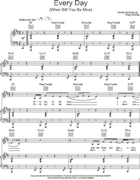 open zoom image for Every Day (When Will You Be Mine) - Piano/Vocal/Guitar, New, Main