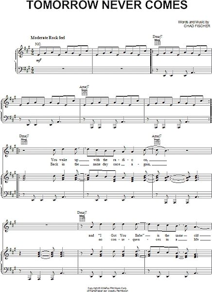 open zoom image for Tomorrow Never Comes - Piano/Vocal/Guitar, New, Main