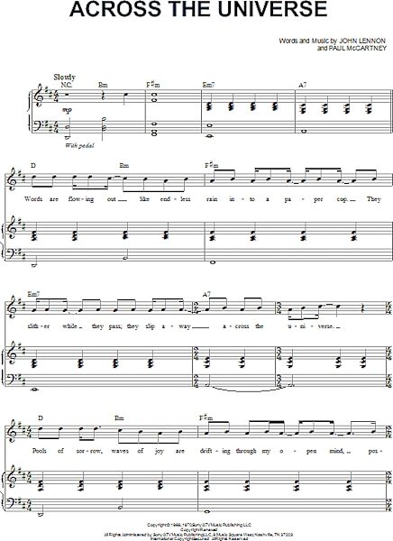 open zoom image for Across The Universe - Piano Vocal, New, Main