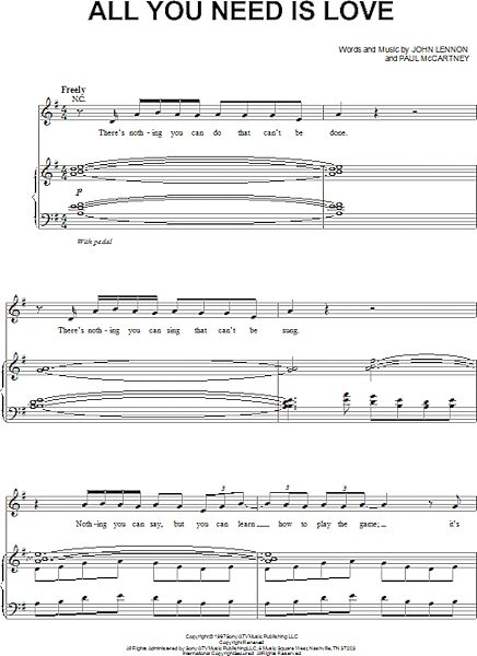 open zoom image for All You Need Is Love - Piano Vocal, New, Main