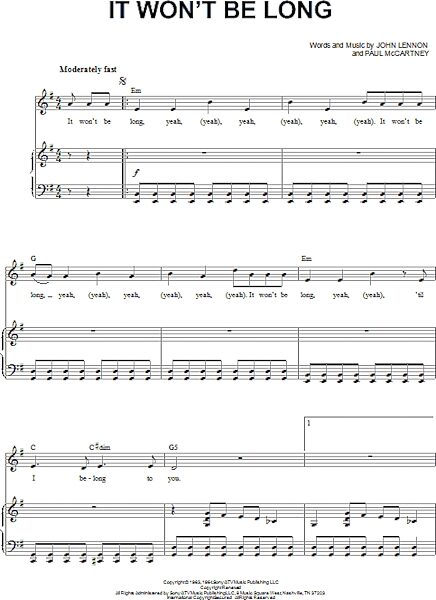 open zoom image for It Won't Be Long - Piano Vocal, New, Main