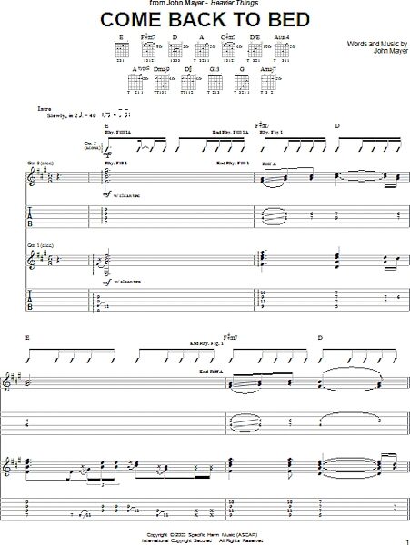 open zoom image for Come Back To Bed - Guitar TAB, New, Main