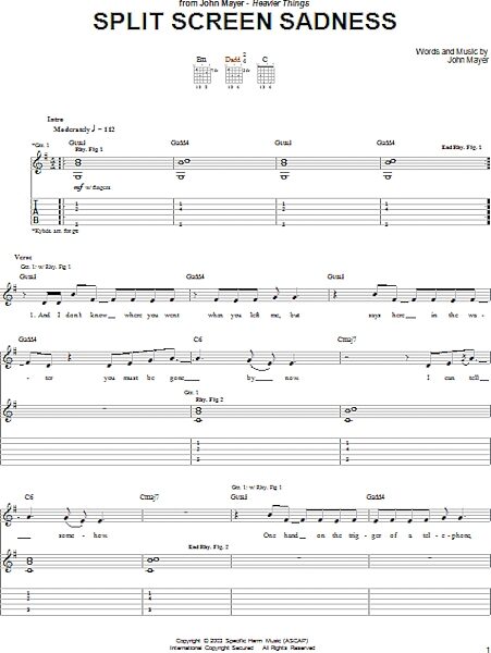 open zoom image for Split Screen Sadness - Guitar TAB, New, Main