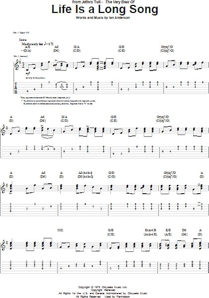 open zoom image for Life Is A Long Song - Guitar TAB, New, Main
