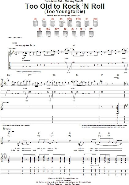 open zoom image for Too Old To Rock 'N Roll (Too Young To Die) - Guitar TAB, New, Main