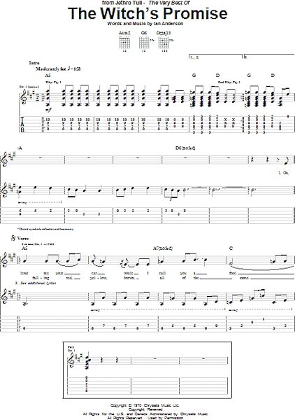 open zoom image for The Witch's Promise - Guitar TAB, New, Main
