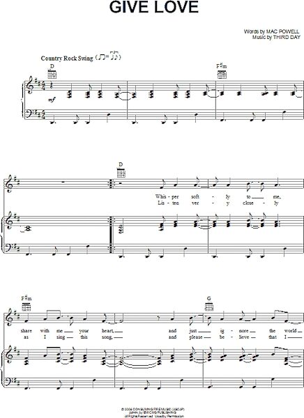 open zoom image for Give Love - Piano/Vocal/Guitar, New, Main