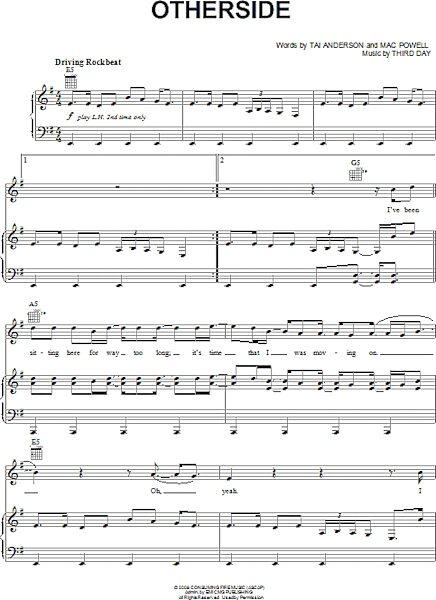open zoom image for Otherside - Piano/Vocal/Guitar, New, Main