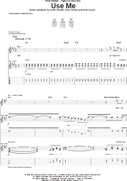 open zoom image for Use Me - Guitar TAB, New, Main