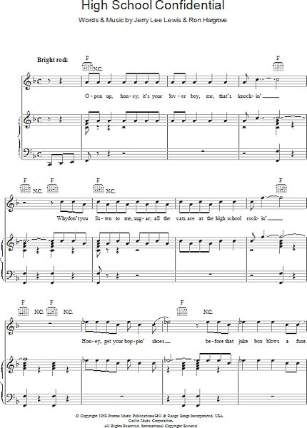 open zoom image for High School Confidential - Piano/Vocal/Guitar, New, Main
