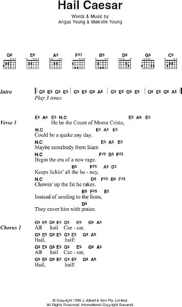 open zoom image for Hail Caesar - Guitar Chords/Lyrics, New, Main