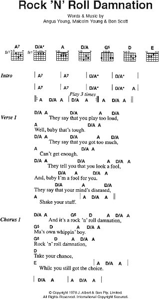 open zoom image for Rock 'N' Roll Damnation - Guitar Chords/Lyrics, New, Main