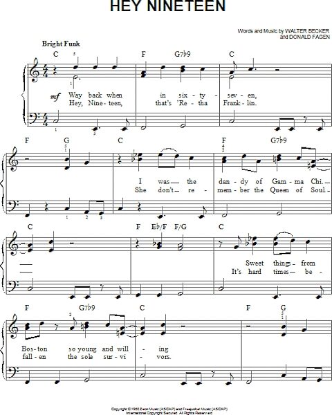 open zoom image for Hey Nineteen - Easy Piano, New, Main