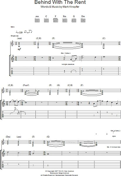 open zoom image for Behind With The Rent - Guitar TAB, New, Main
