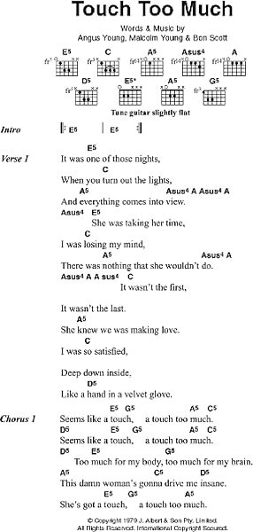 open zoom image for Touch Too Much - Guitar Chords/Lyrics, New, Main