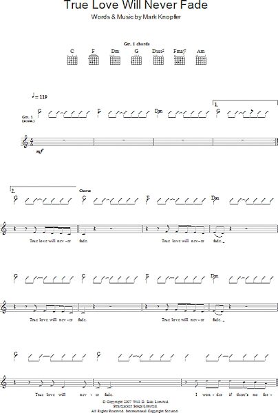 open zoom image for True Love Will Never Fade - Guitar TAB, New, Main