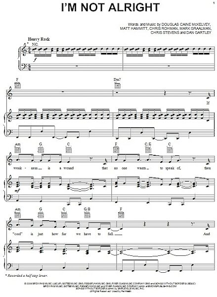 open zoom image for I'm Not Alright - Piano/Vocal/Guitar, New, Main