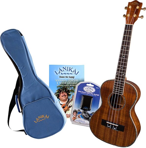open zoom image for Lanikai LKP-T Tenor Koa Ukulele Pack, Main