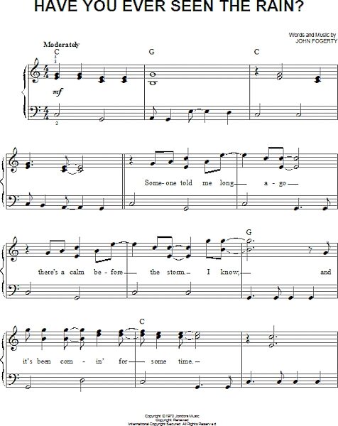 open zoom image for Have You Ever Seen The Rain? - Easy Piano, New, Main