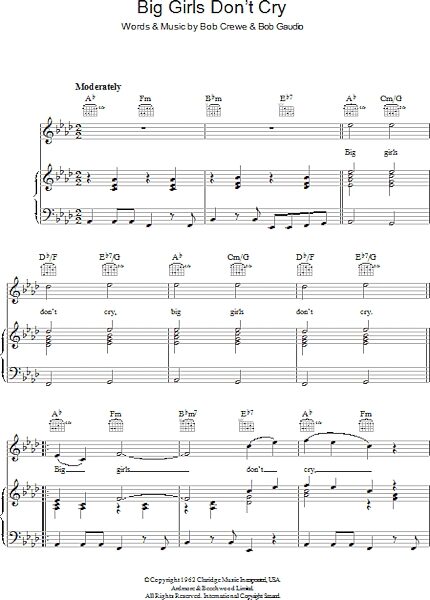 open zoom image for Big Girls Don't Cry - Piano/Vocal/Guitar, New, Main