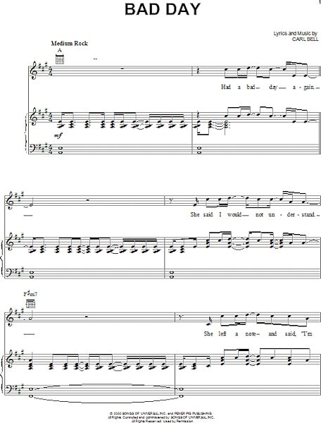 open zoom image for Bad Day - Piano/Vocal/Guitar, New, Main
