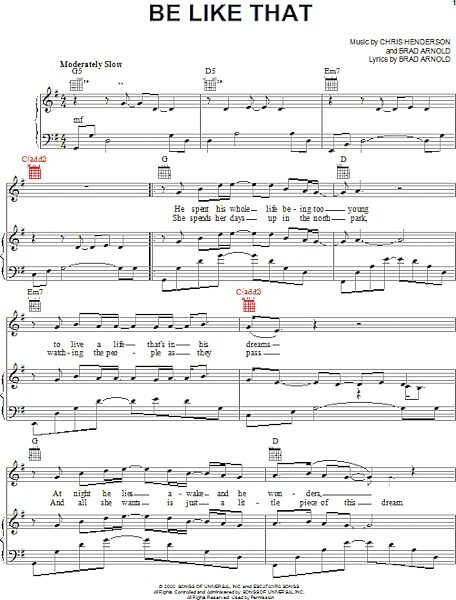 open zoom image for Be Like That - Piano/Vocal/Guitar, New, Main