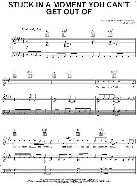 open zoom image for Stuck In A Moment You Can't Get Out Of - Piano/Vocal/Guitar, New, Main