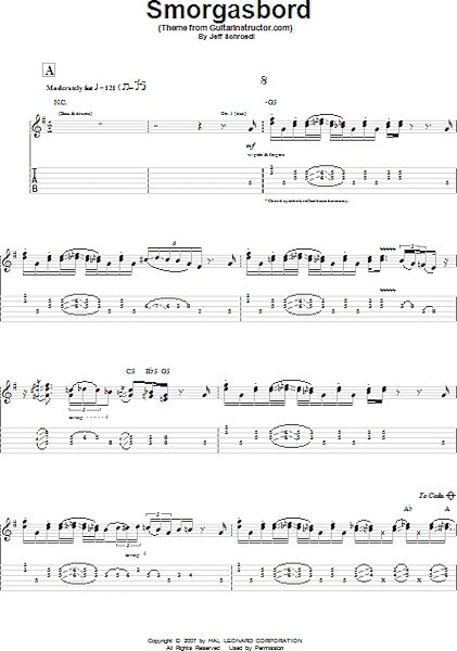 open zoom image for Smorgasbord (Theme from GuitarInstructor.com) - Guitar TAB, New, Main