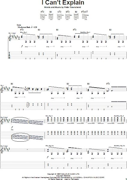 open zoom image for I Can't Explain - Guitar TAB, New, Main