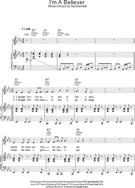 open zoom image for I'm A Believer - Piano/Vocal/Guitar, New, Main