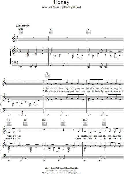 open zoom image for Honey - Piano/Vocal/Guitar, New, Main