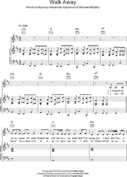 open zoom image for Walk Away - Piano/Vocal/Guitar, New, Main