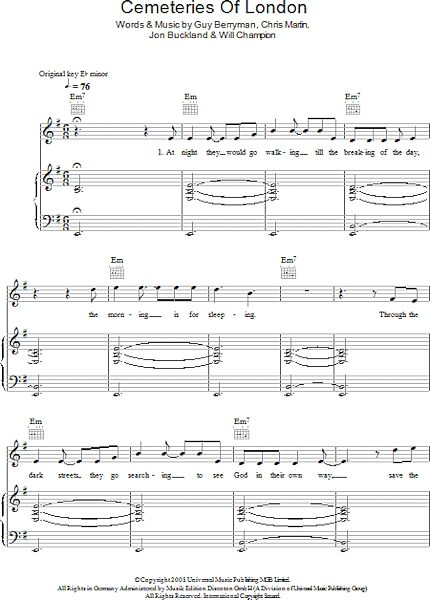 open zoom image for Cemeteries Of London - Piano/Vocal/Guitar, New, Main