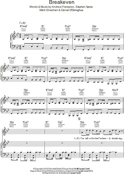 open zoom image for Breakeven - Piano/Vocal/Guitar, New, Main