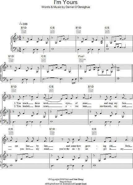 open zoom image for I'm Yours - Piano/Vocal/Guitar, New, Main