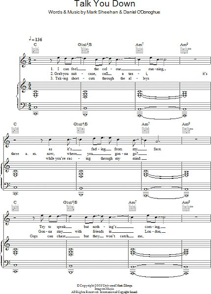 open zoom image for Talk You Down - Piano/Vocal/Guitar, New, Main